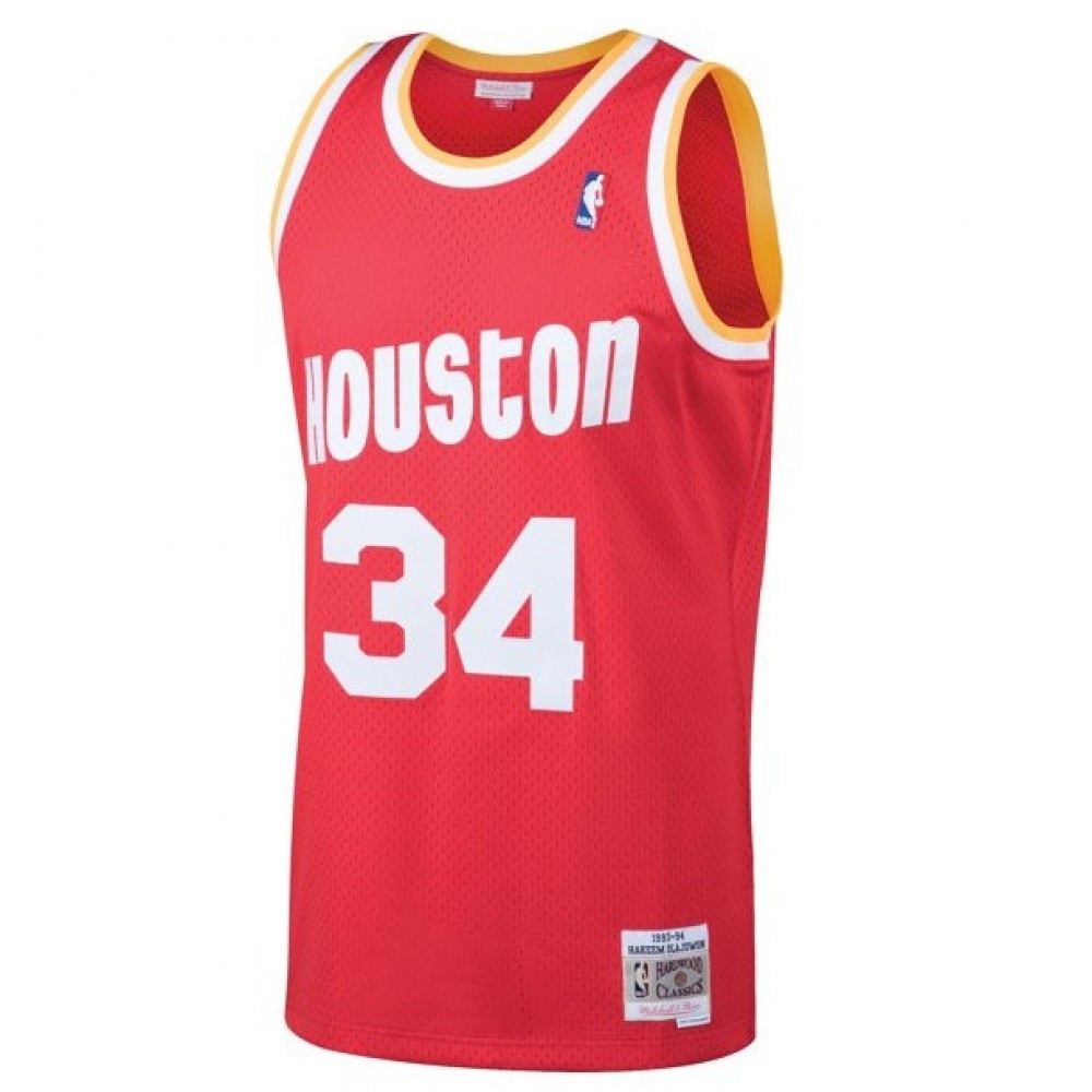Men's Houston Rockets Hakeem Olajuwon Throwback Red 1993-94 Hardwood Classics Swingman Jersey-Pro Kit Vault | Brand New 26/27 Sports Jerseys